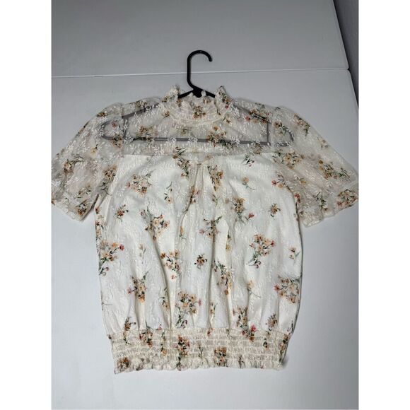 Eyeshadow Bohemian Women’s Floral Print Cream Blouse/Crop Top Size M - Picture 5 of 9